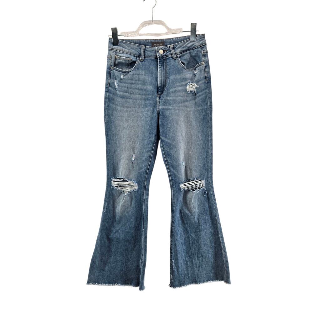 DL1961 Jeans Womens 27 Wallace High Rise Cropped‎ Flare Fargo Wash Distressed